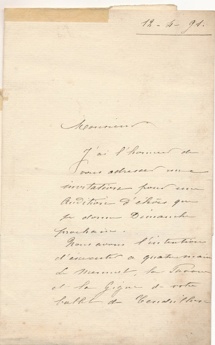 ARCHAINBAUD musicienne, pianiste audition élèves Malherbe compositeur autographe