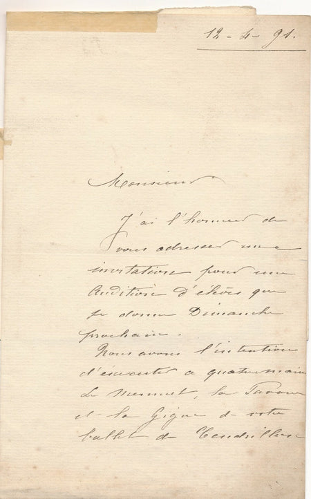 ARCHAINBAUD musicienne, pianiste audition élèves Malherbe compositeur autographe