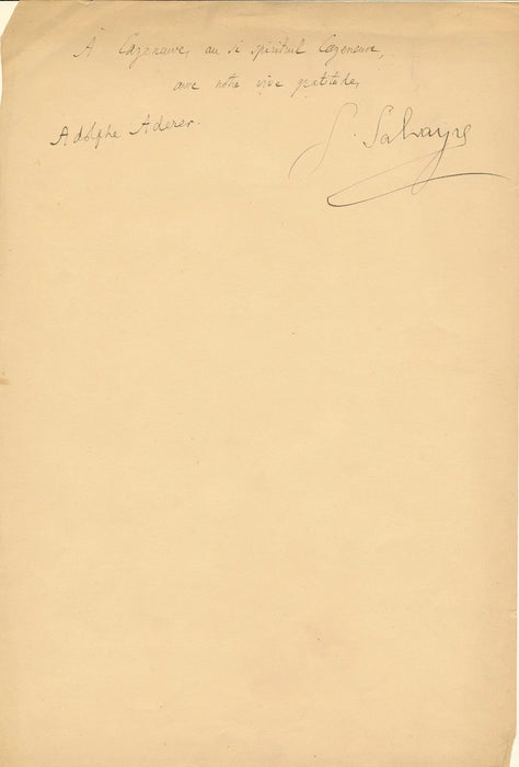 compositeur Gaston Salvayre signature autographe Adolphe Aderer M. Cazeneuve