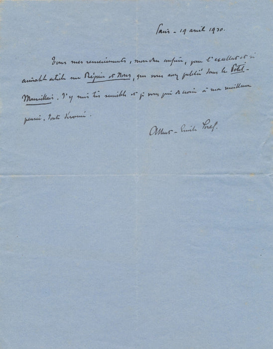 Albert Emile Sorel Régine et nous roman remerciements critique Marcel Gras 1930