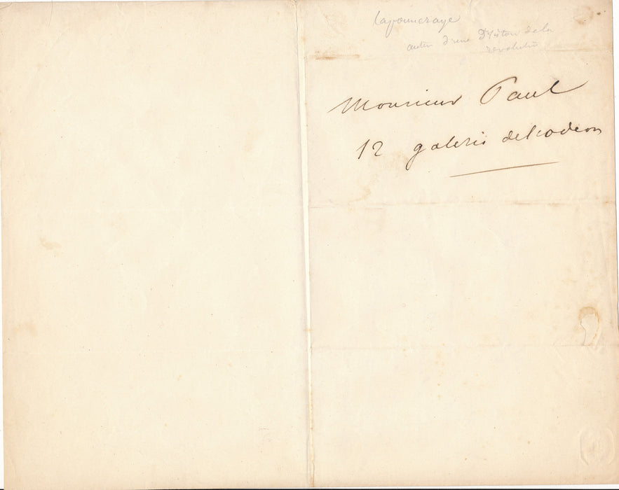 Albert Laponneraye et son Dictionnaire historique des peuples 1840 lettre autographe signée