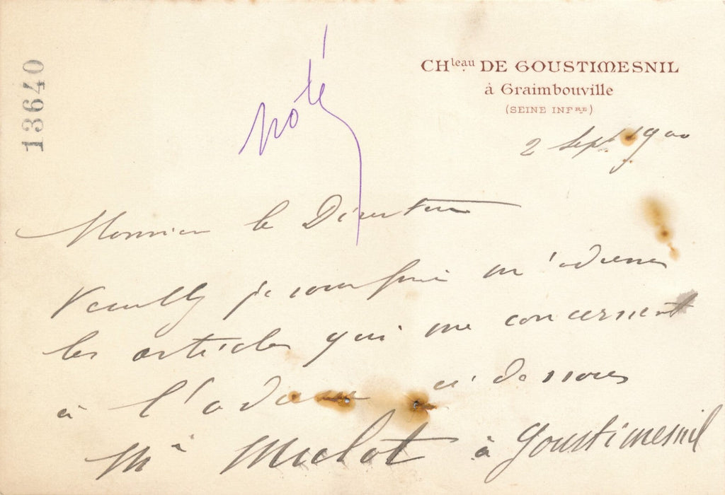 Albert Félix MULOT carte autographe signée sculpteur envoi presse