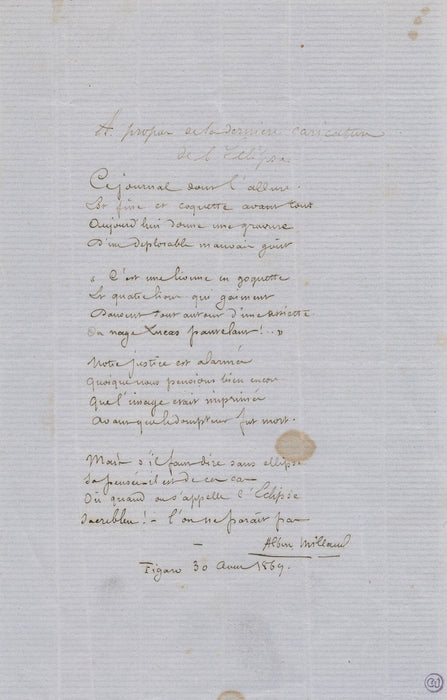 signé caricature Eclipse André Gill autographe