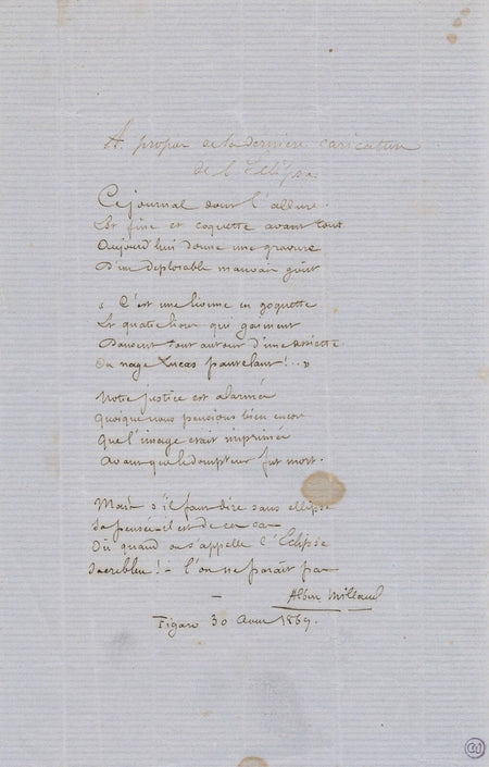 signé caricature Eclipse André Gill autographe