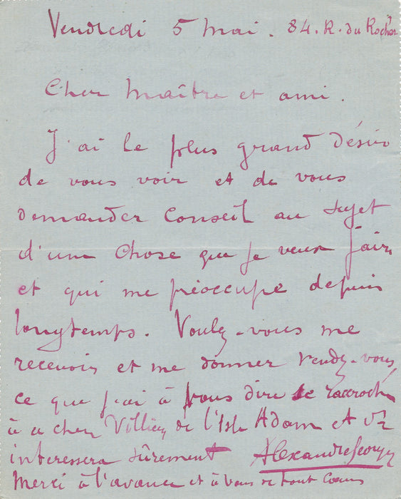 Alexandre Georges autographe lettre Catulle Mendès Villiers de l Isle Adam