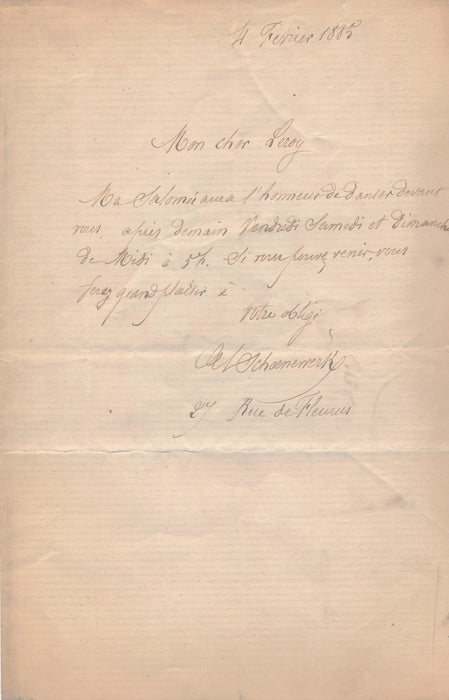Alexandre Schoenewerk lettre autographe signée sa tragédie Salomé sculpteur