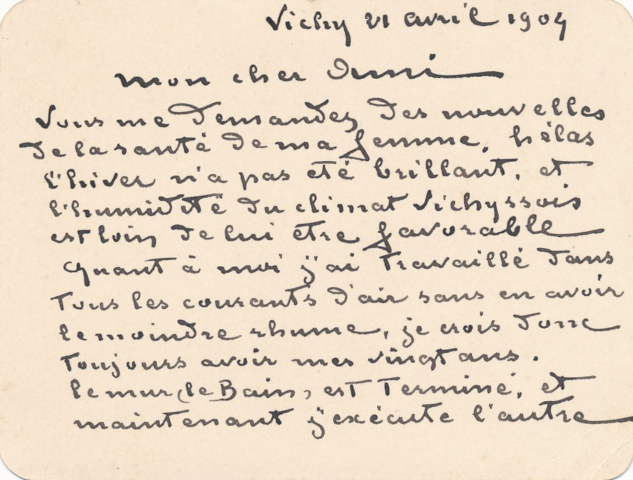 peintre Alphonse Osbert carte autographe au peintre Ferdinand Kreutzer