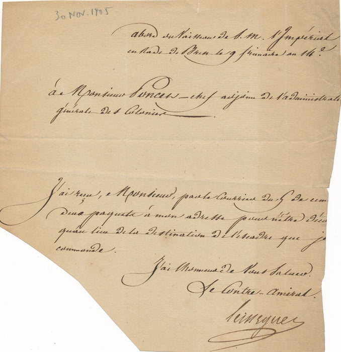 signature autographe 1805  l’Impérial