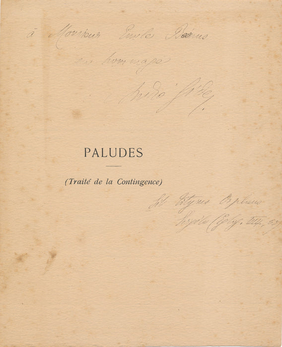 André Gide envoi autographe signé Paludes colophon citation Virgile