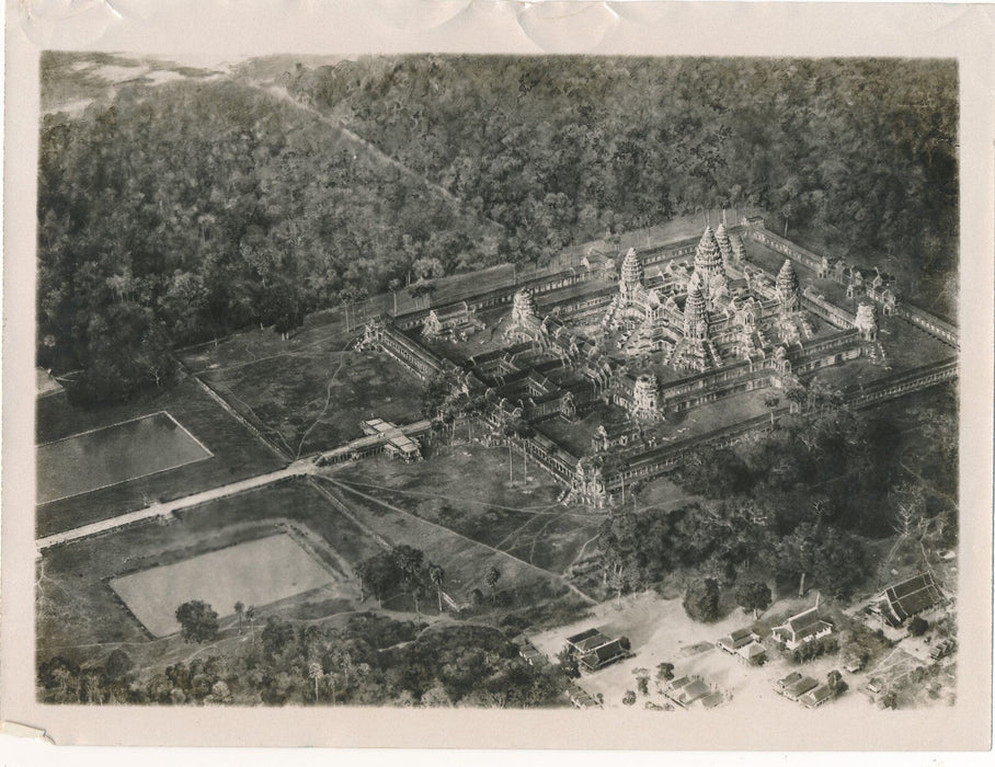 Angkor Vat Cambodge vue aérienne et 4 autres photographies v. 1920