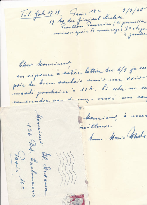 Anne-Marie UHDE peintre allemande lettre autographe signée rendez-vous