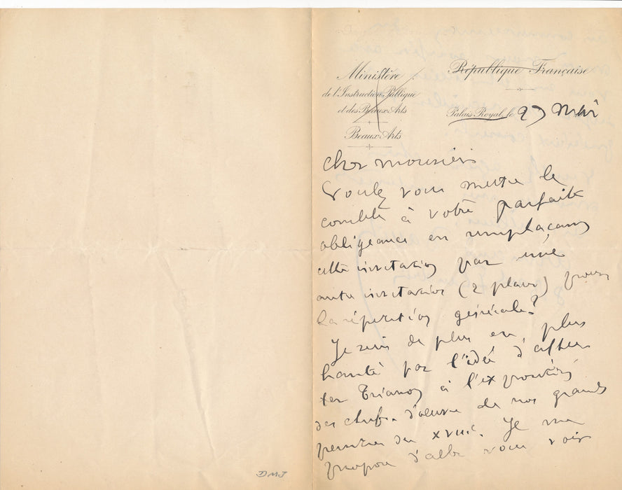 Armand Dayot exposition sur les grands artistes du XVIIIe s lettre autographe signée