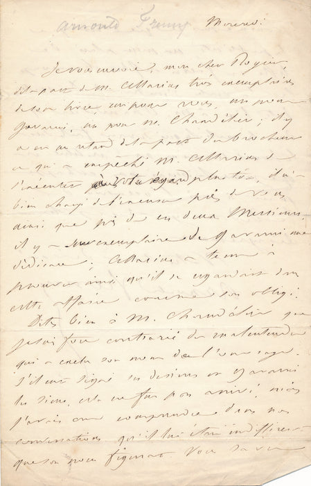 Arnould FREMY à Camille Rogier peintre Cavarni 2 autographes