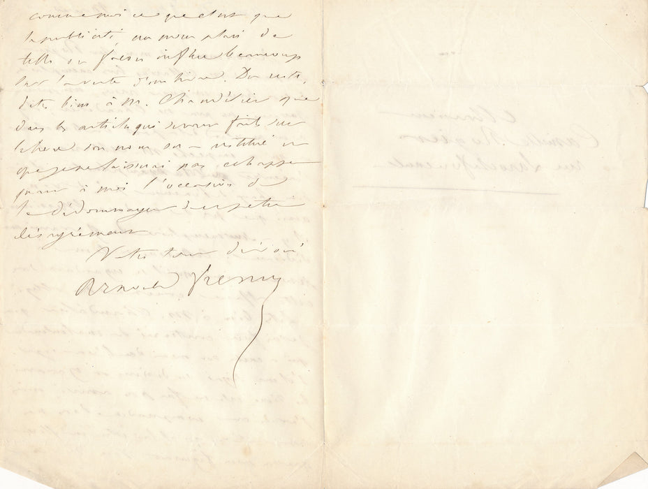 Arnould FREMY à Camille Rogier peintre Cavarni 2 autographes