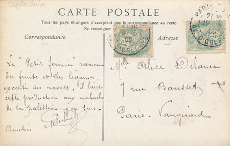 Peintre Auguste DELECLUSE (1855-1928), peintre Carte postale autographe signée 