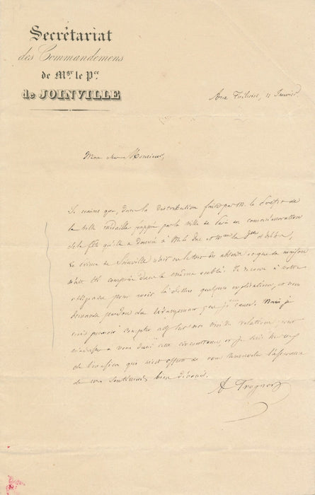 François d'Orléans 2 lettres autographes signées