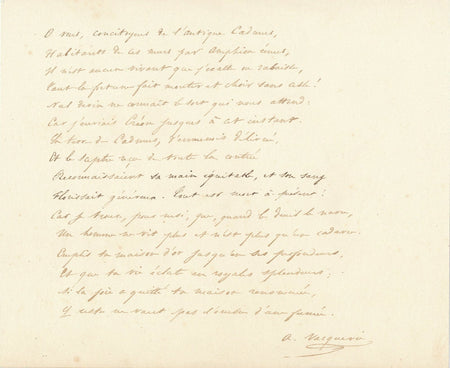 poème autographe signé Thèbes sur le destin deuil