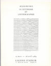 Aujourd’hui Le lettrisme et l’hypergraphie exposition galerie Stadler 1969