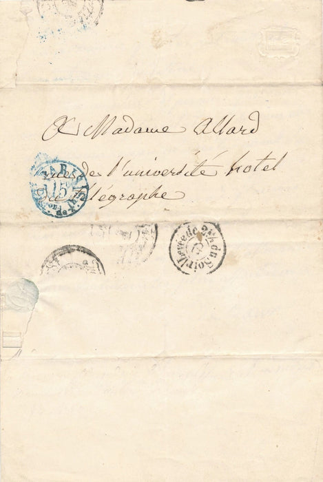 Sophie de BAWR comtesse Saint-Simon lettre autographe Duc de Feltre
