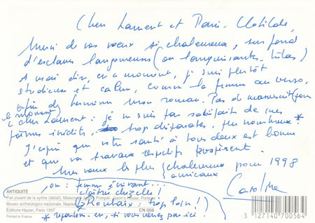 Caroline LAMARCHE carte postale autographe signée : poèmes inédits