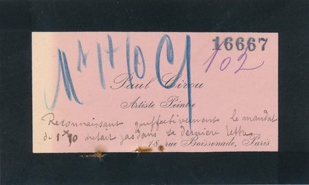 Paul CIROU (1869-1951), peintre orientaliste. Carte autographe signée