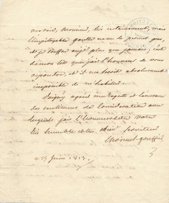 CHOISEUL GOUFFIER succession Jacques Delille Collège France TISSOT lettre
