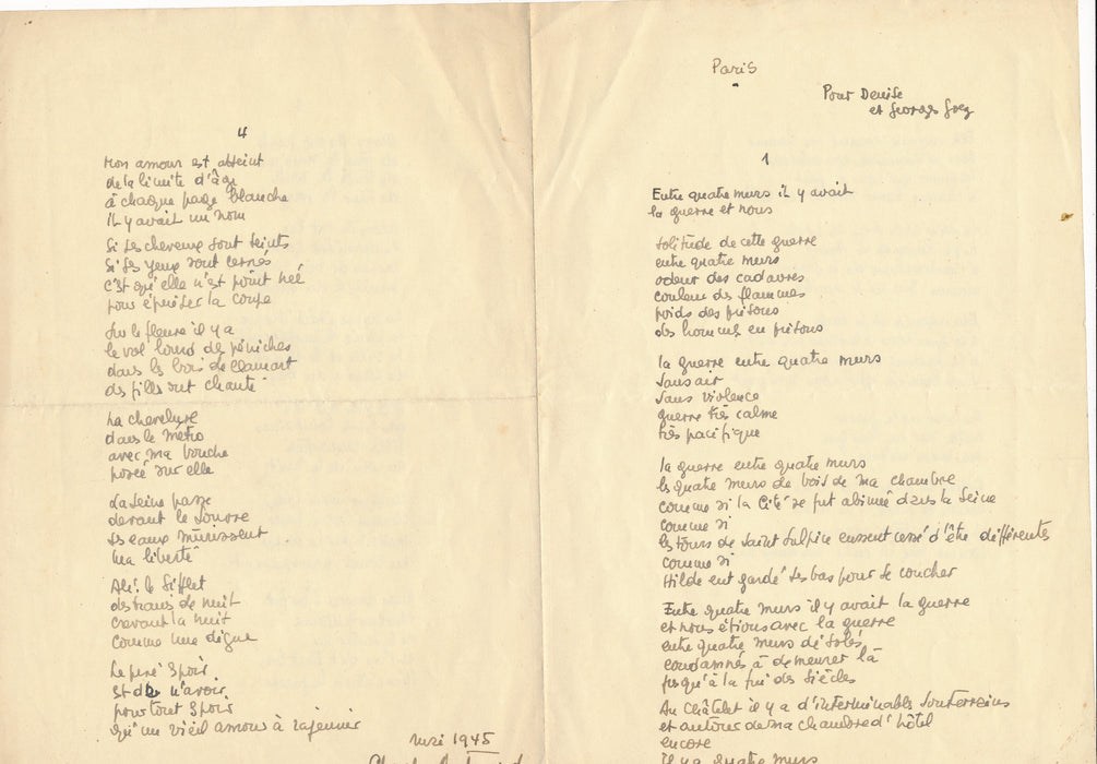 Charles Autrand poème autographe signé sur Paris