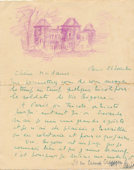 peintre Charlotte COUYBA Vic en Bigorre tricot envoi soldat effor guerre humour