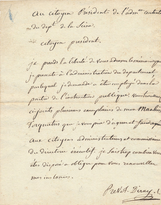 Chrétien Siméon Le Prévost d' Iray 2 lettres autographes royaliste François Roger