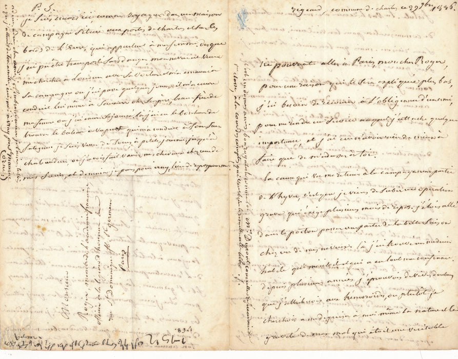 Chrétien Siméon Le Prévost d' Iray 2 lettres autographes royaliste François Roger