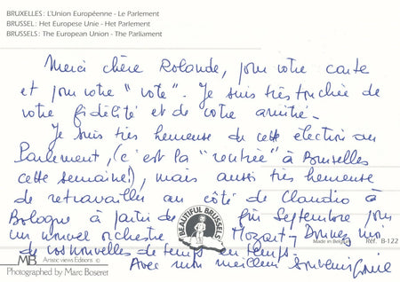 Claire GIBAULT orchestre musique carte postale autographe signée Abado Mozart