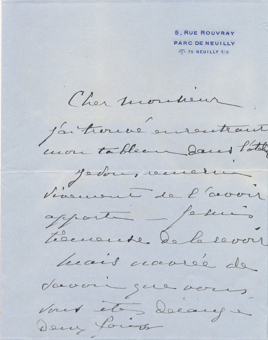 femme peintre Claude Marlef lettre autographe signée et 2 cartes reproduction