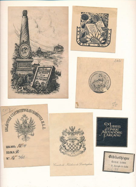 collection 14 ex libris  Seguin, Hocquette, de Fontenay, Bechtel, Dujardin...