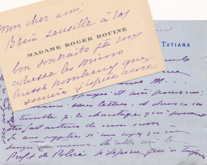 Cyprienne DUBERNET HERIOT DOUINE 2 cartes autographes signées