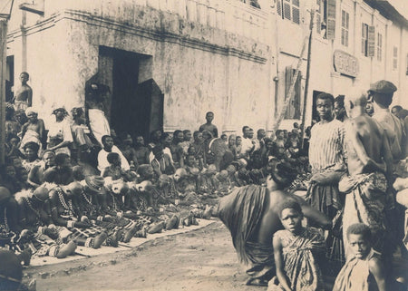 Afrique Dakar 3 photo argentiques d'époque rue cathédrale paysans v. 1900