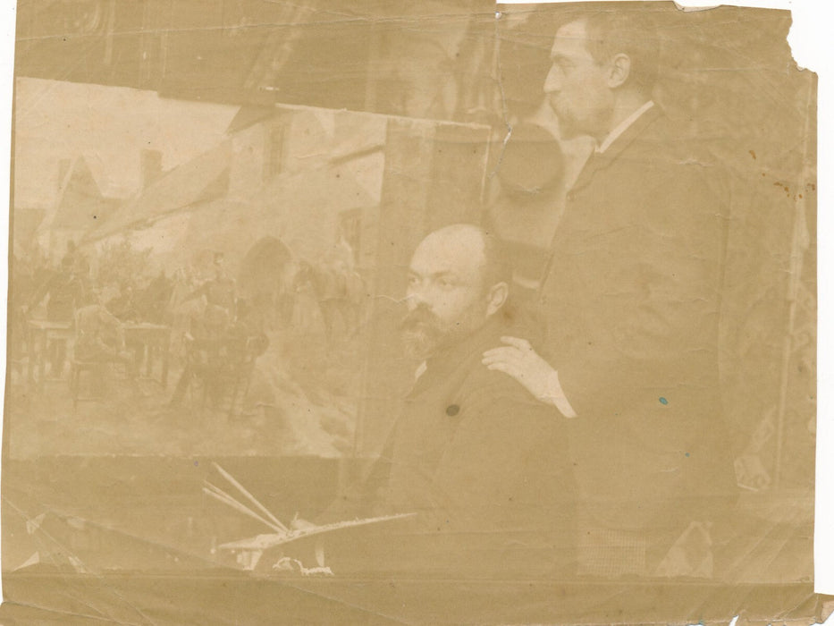 2 peintres atelier Possiblement Edouard Detaille droite photo albumine pinceaux