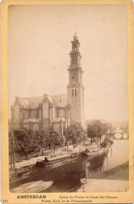 2 photographie Amsterdam Théâtre Canal des Princes  albumine v. 1880 photo