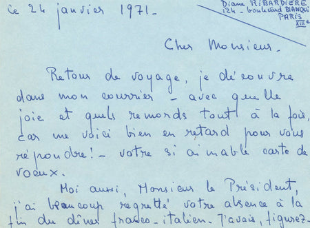  Carte autographe signée princesse Gonzague Minot 