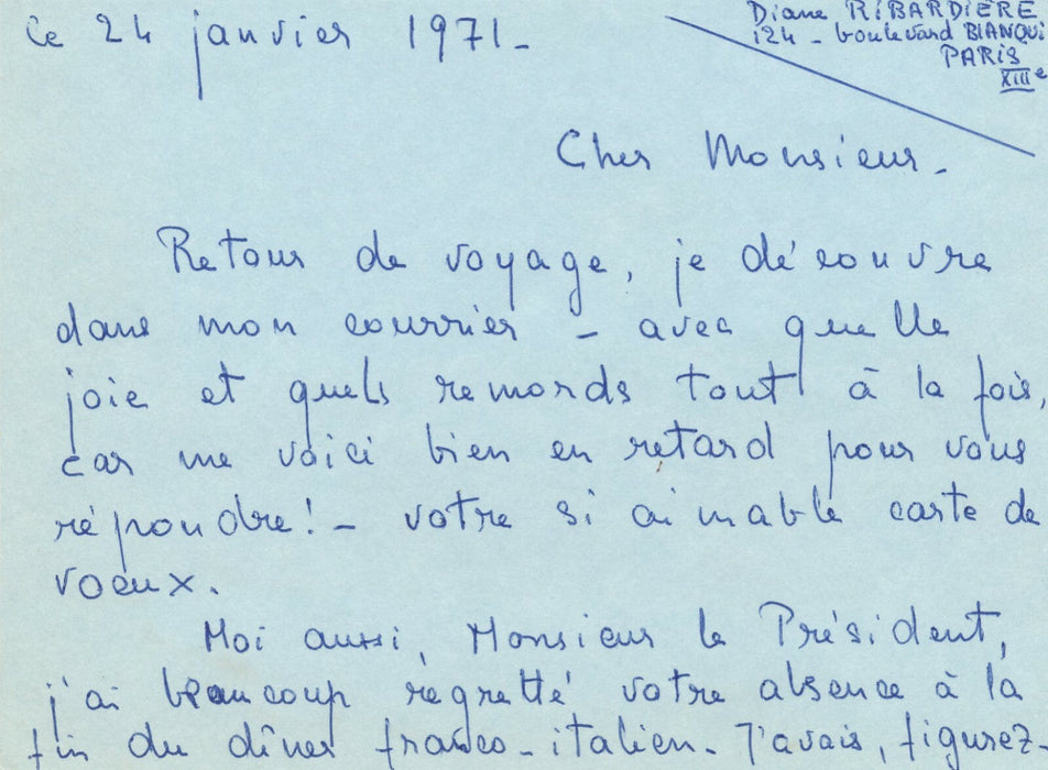  Carte autographe signée princesse Gonzague Minot 