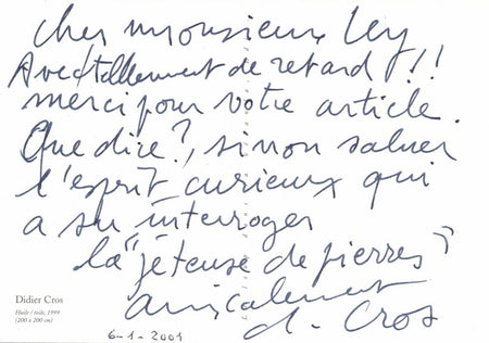  peintre XXe siècle carte autographe signée jeteur de pierre