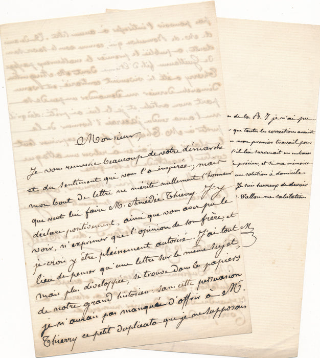 Édélestand du Méril 2 lettres autographes signées il prend partie dans un litige