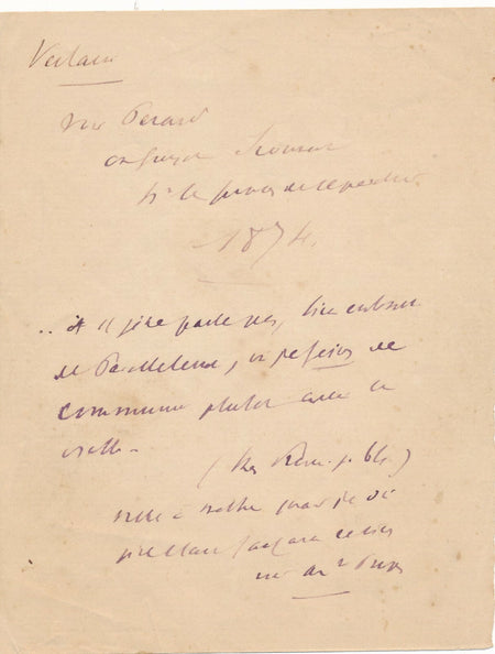 Dédicace autographe à l'avocat de Verlaine Maitre Pérard par Edmond LEPELLETIER