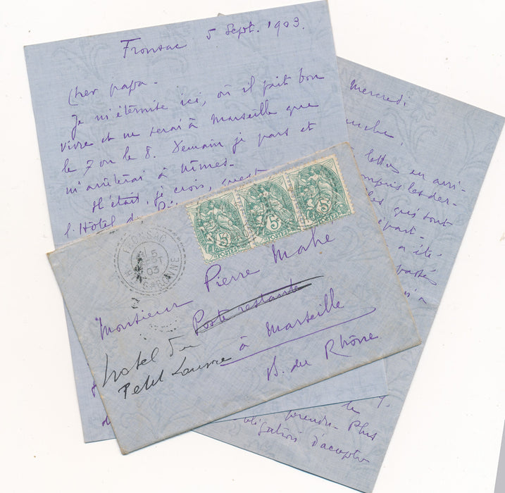 Edouard Mahé fils Pierre Mahé 2 lettres autographes philatélie timbre