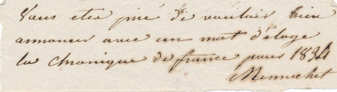 littérature politique Edouard Mennechet note autographe signée chronique France