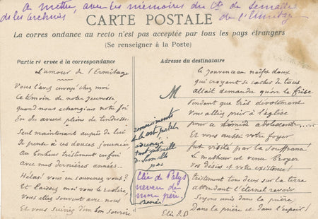 Elie DE PALYS écrivain poème autographe signée sur l'Ermitage Semallé Bretagne