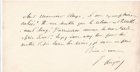 Théâtre Emile Augier billet autographe signé Claye  exemplaire relié ?