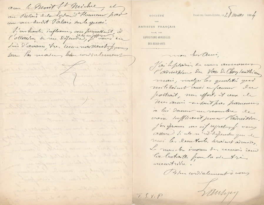 XIXe s. Emmanuel Lansyer belle lettre autographe Histoire de Paris remise en question