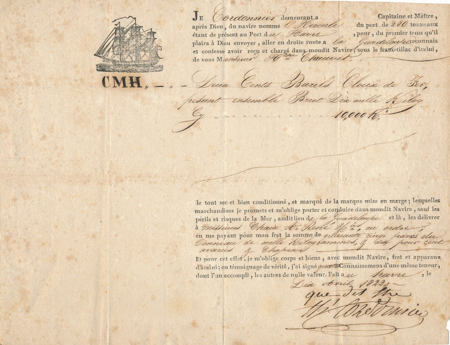 capitaile Cordonnier L' Hercule autographe