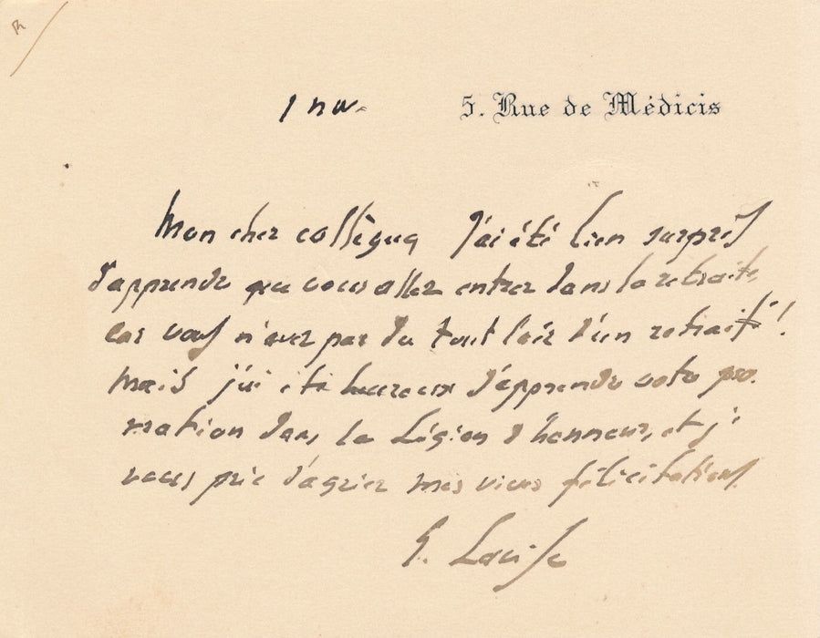 Ernest LAVISSE carte autographe signée retraite légion d'honneur