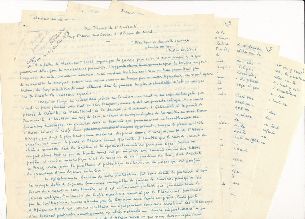 amiral phares Afrique du Nord divers documents autographes ou non